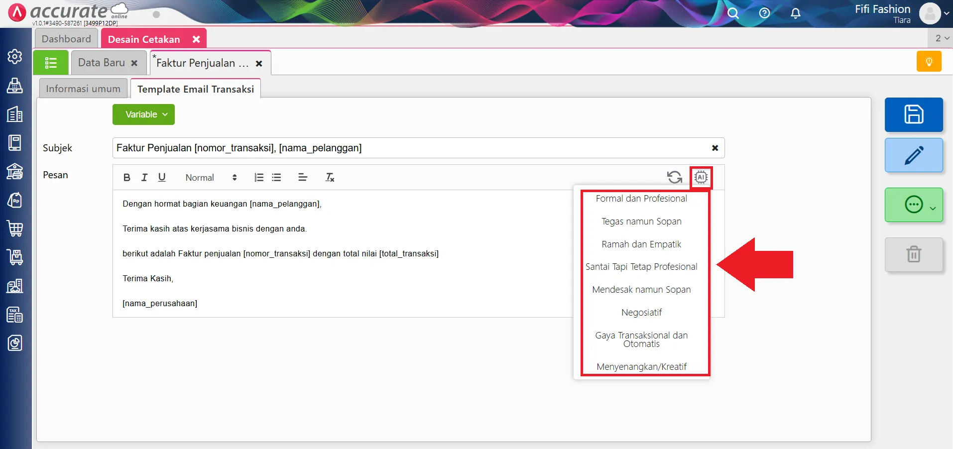 mengubah template email transaksi