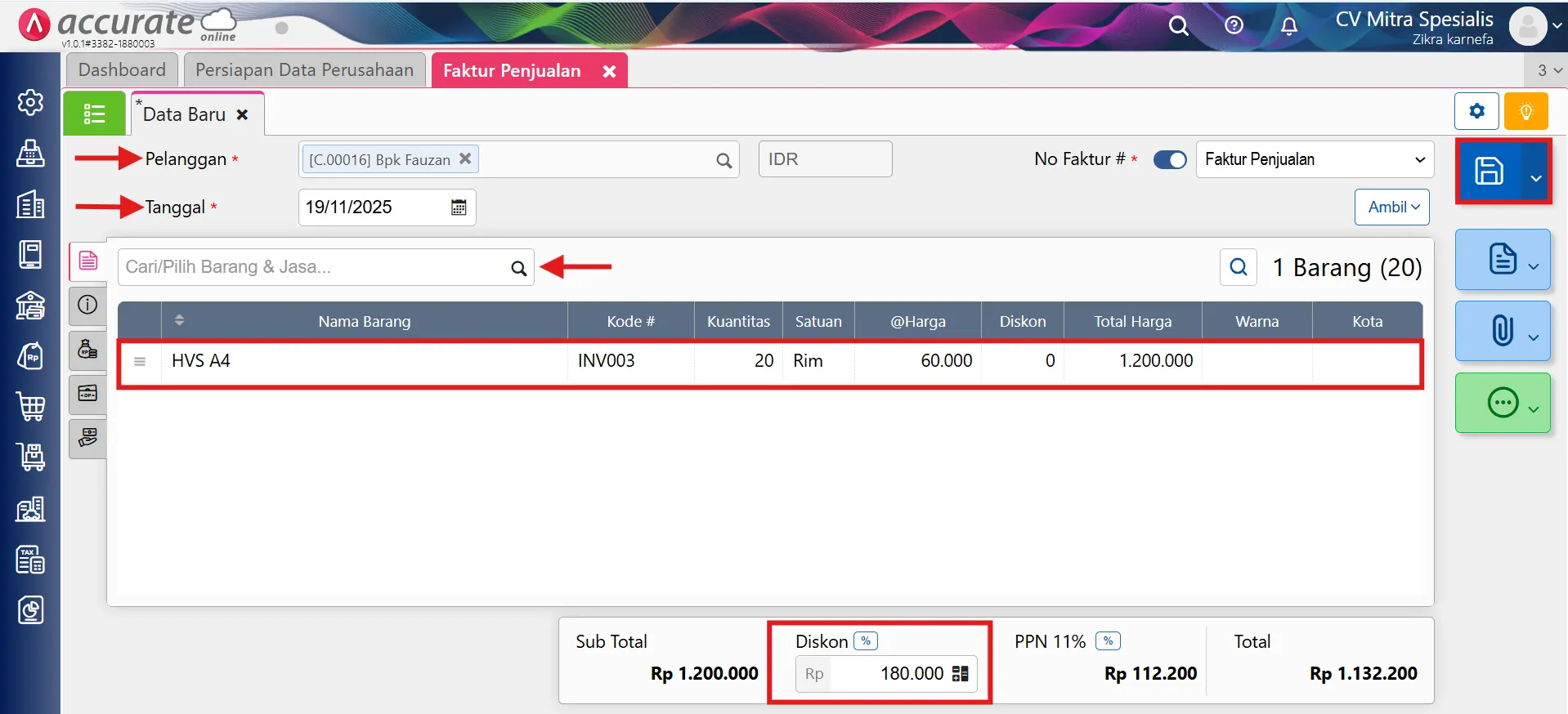 membuat persetujuan diskon penjualan