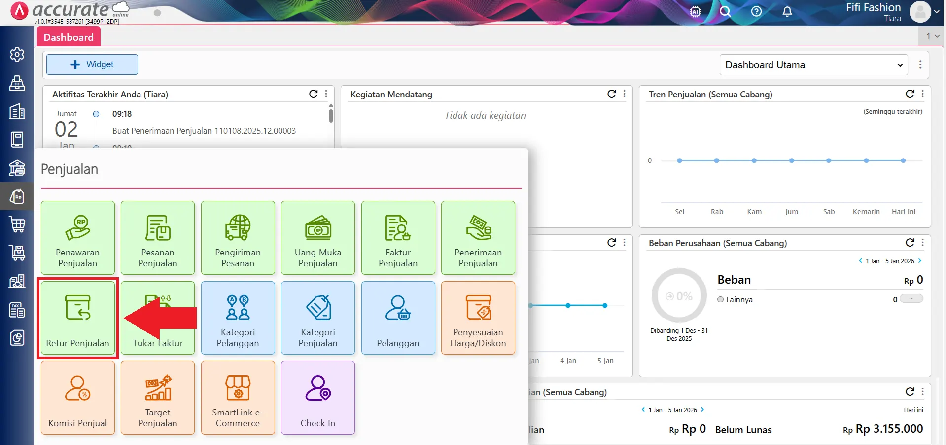 Cara retur penjualan jasa