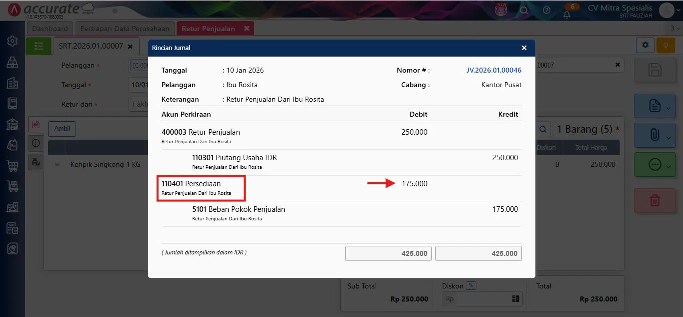 update biaya barang di retur penjualan