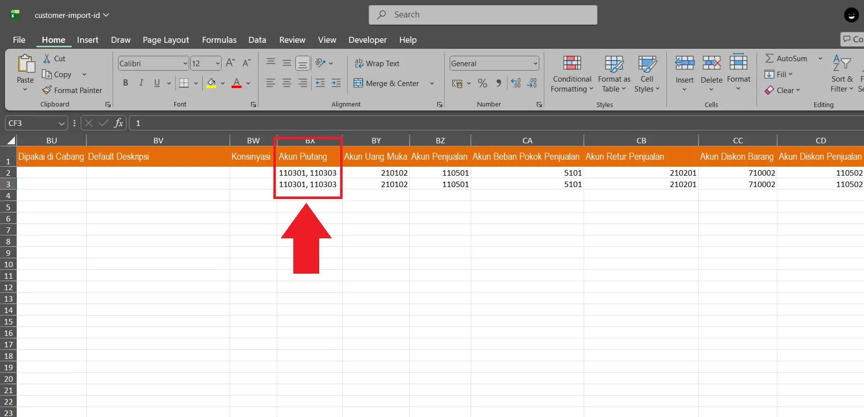 impor pelanggan dengan multi akun piutang