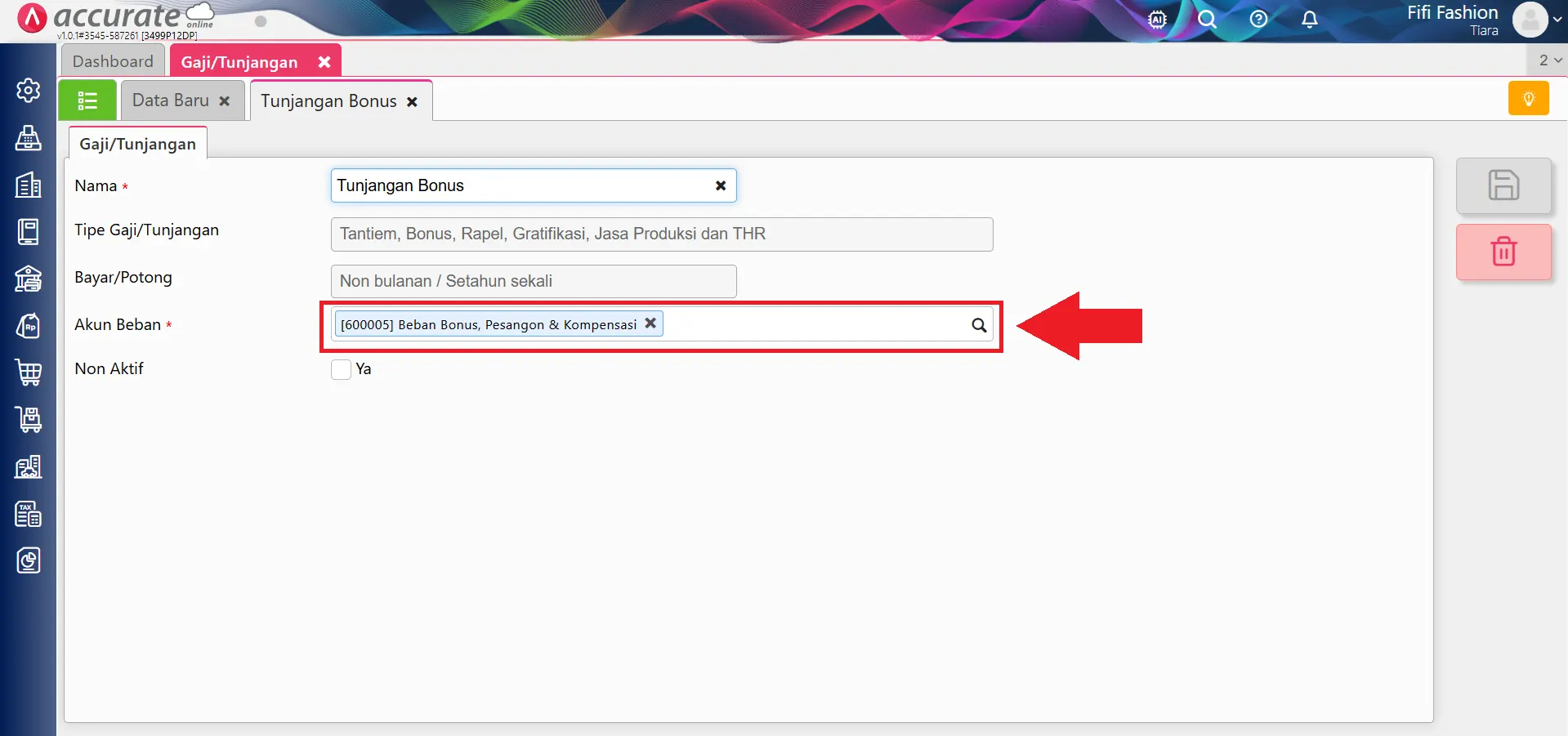 error hapus akun perkiraan gaji