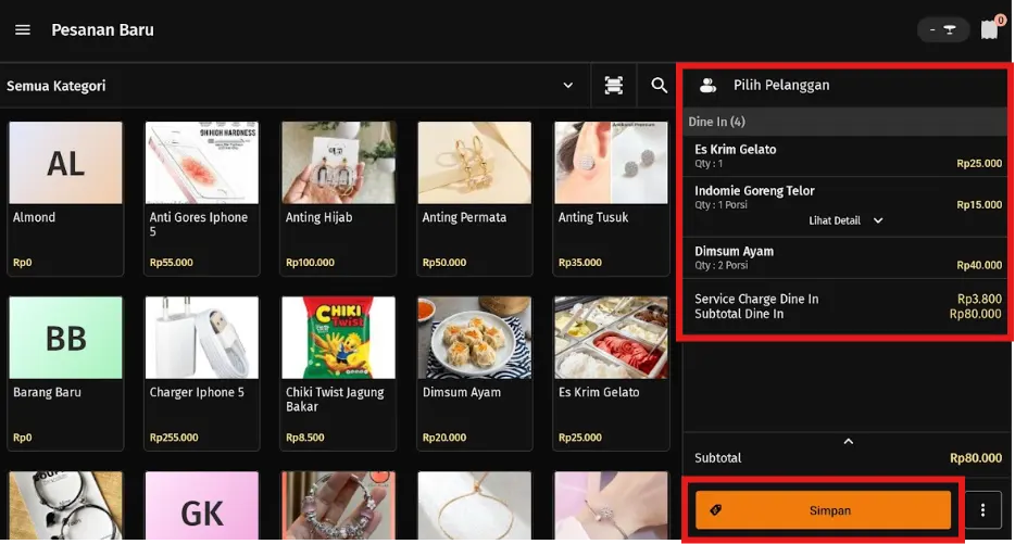 perubahan pesanan open bill KDS