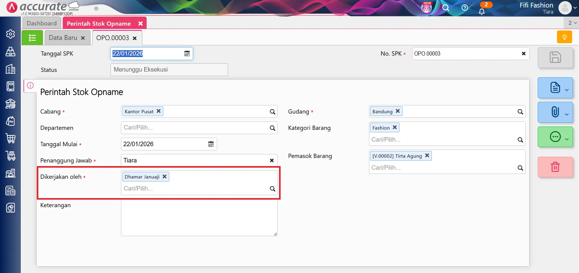 solusi perintah stok opname tidak tampil