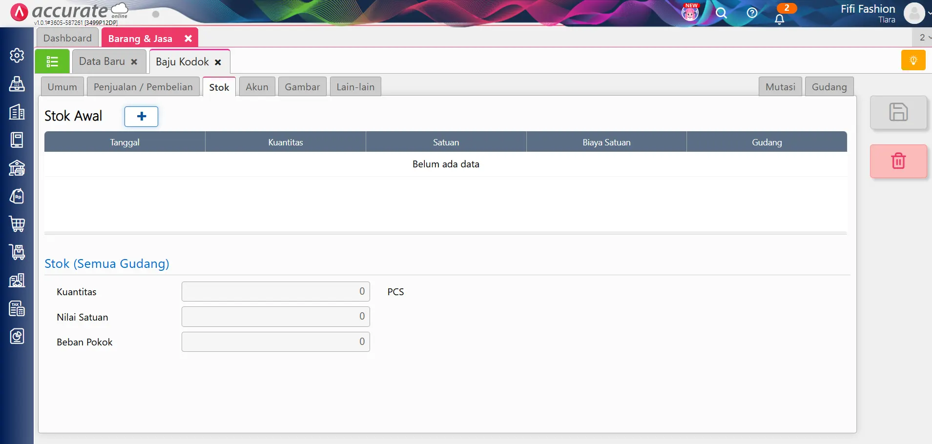 total barang stok opname berbeda