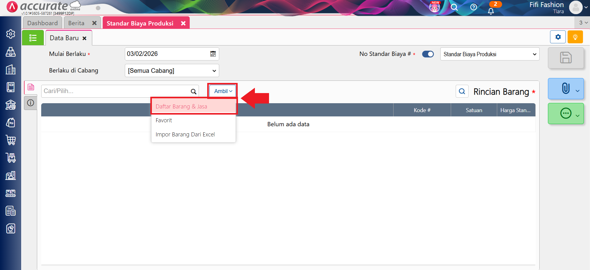 standar biaya produksi