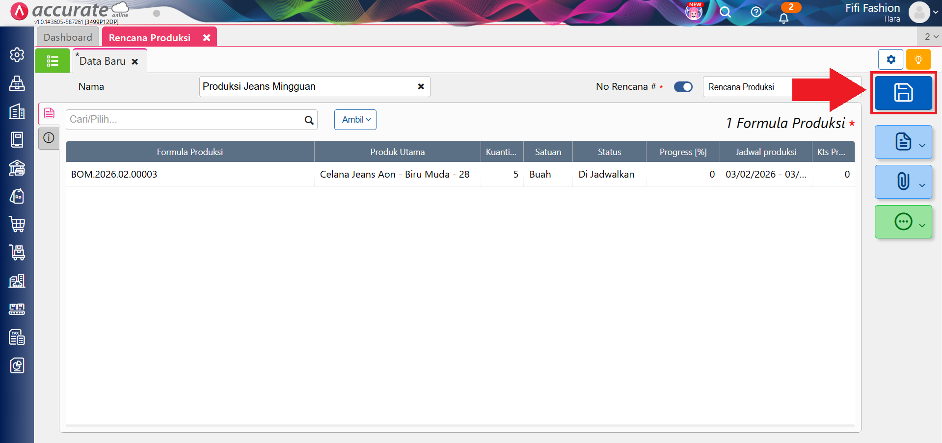 catat produksi berdasarkan pesanan