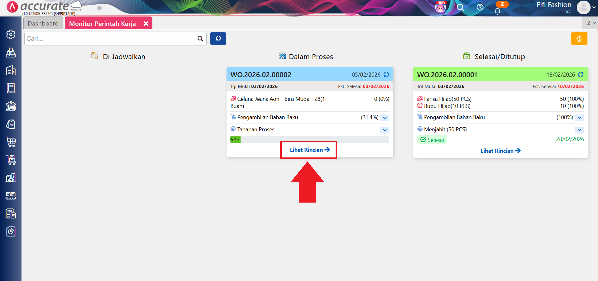 fitur tahapan proses Produksi