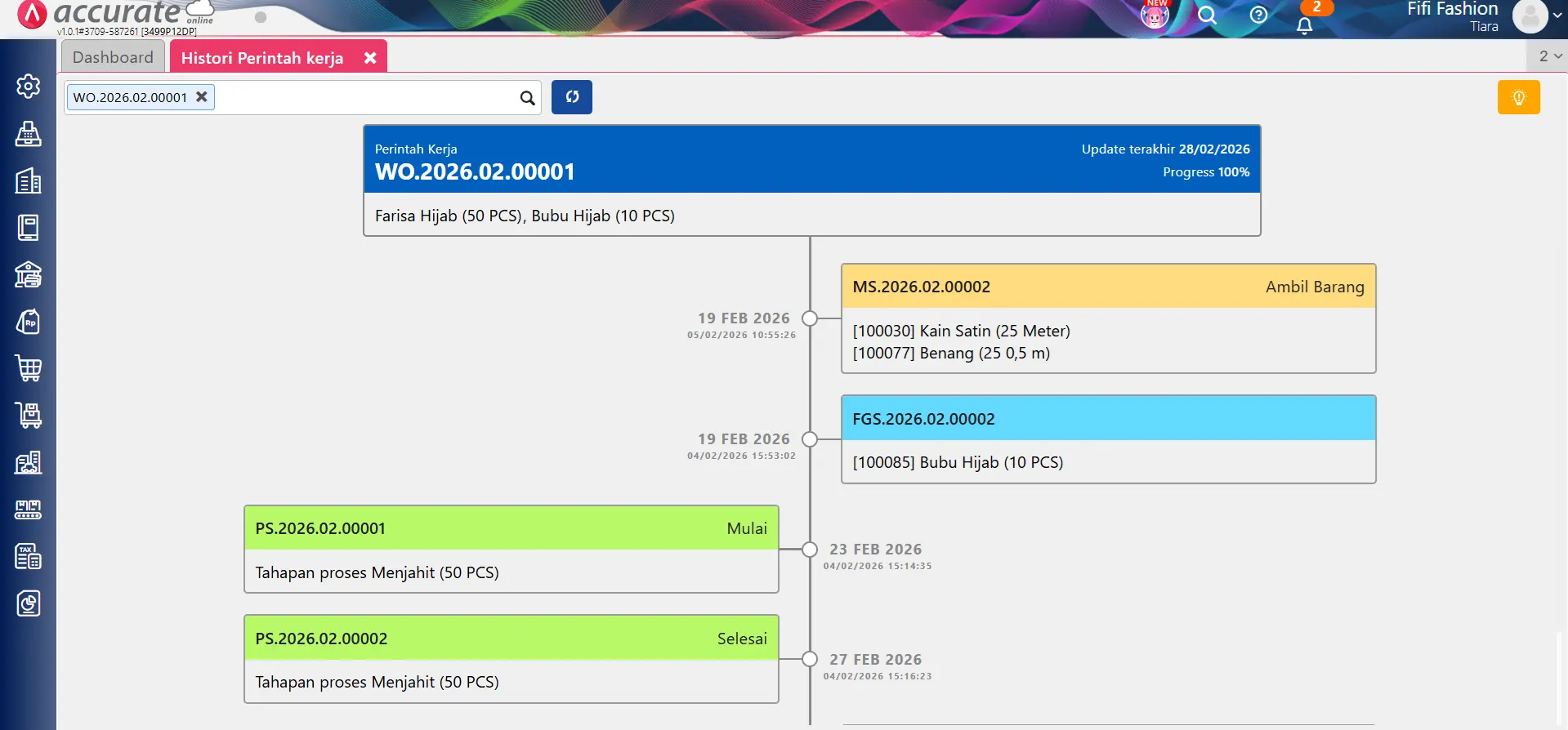 histori perintah kerja