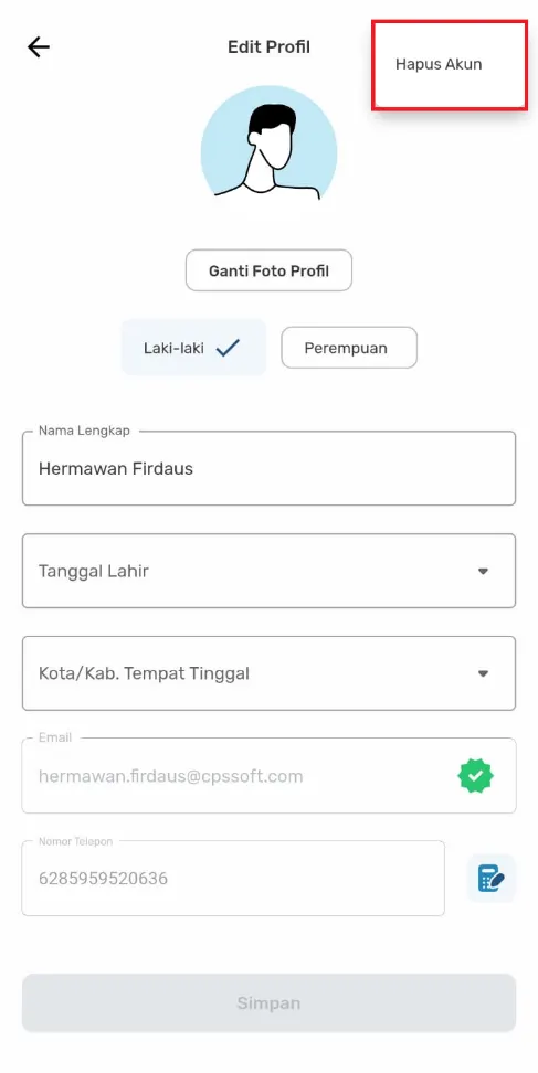 cara menghapus akun Bliss Member