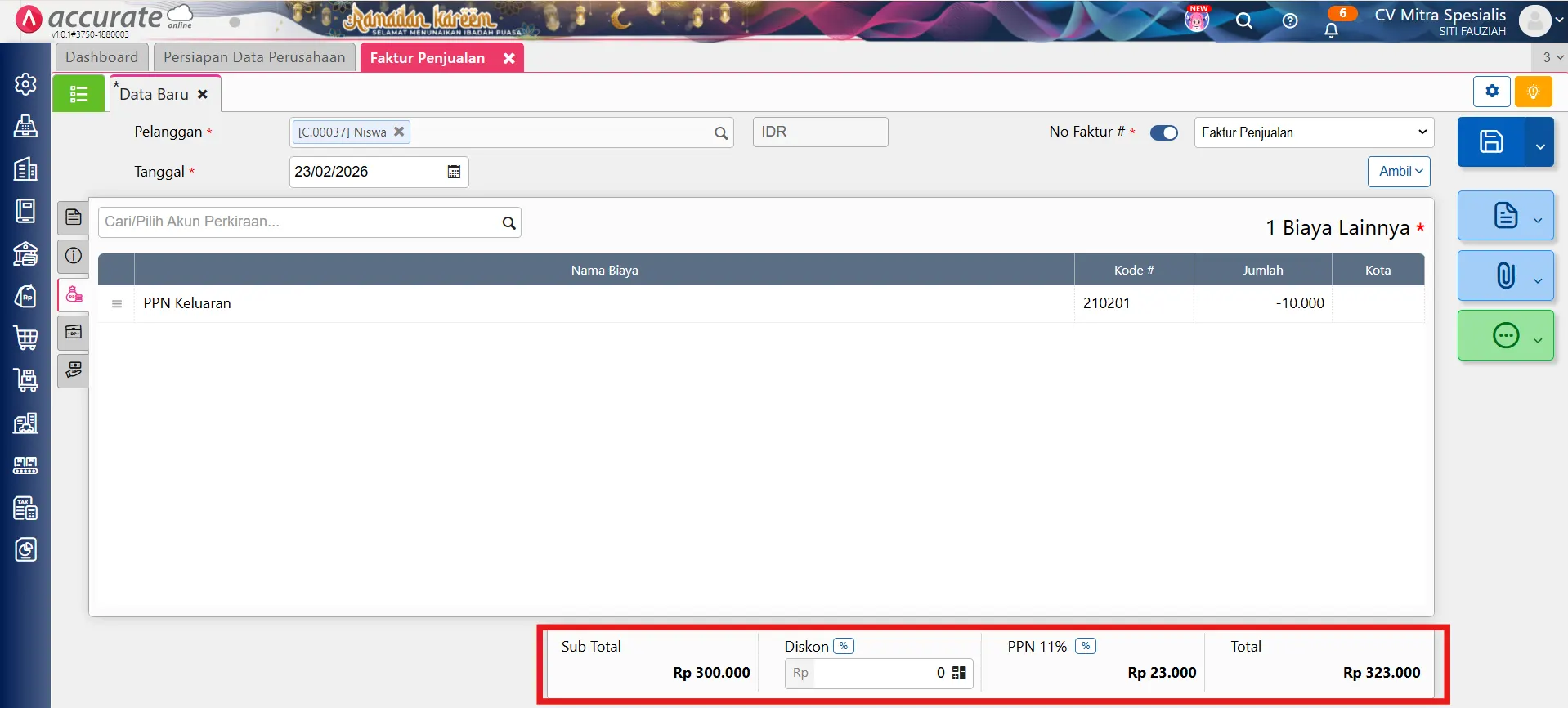 mengakui PPN keluaran