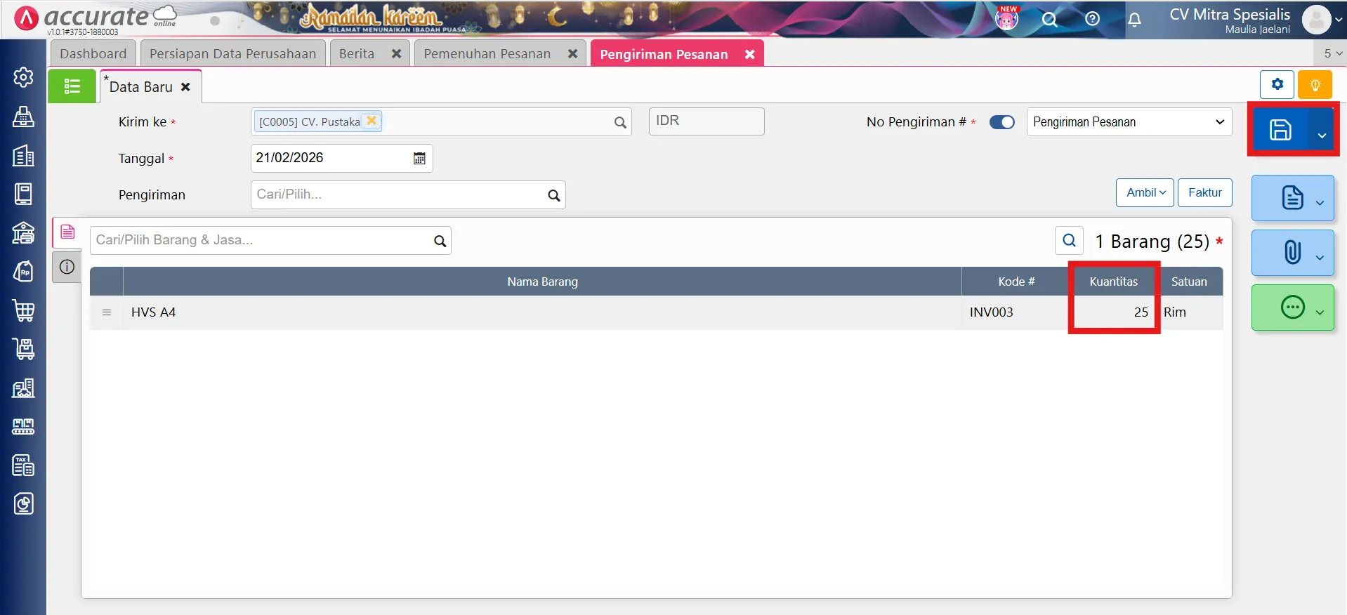 pengiriman via pemenuhan pesanan