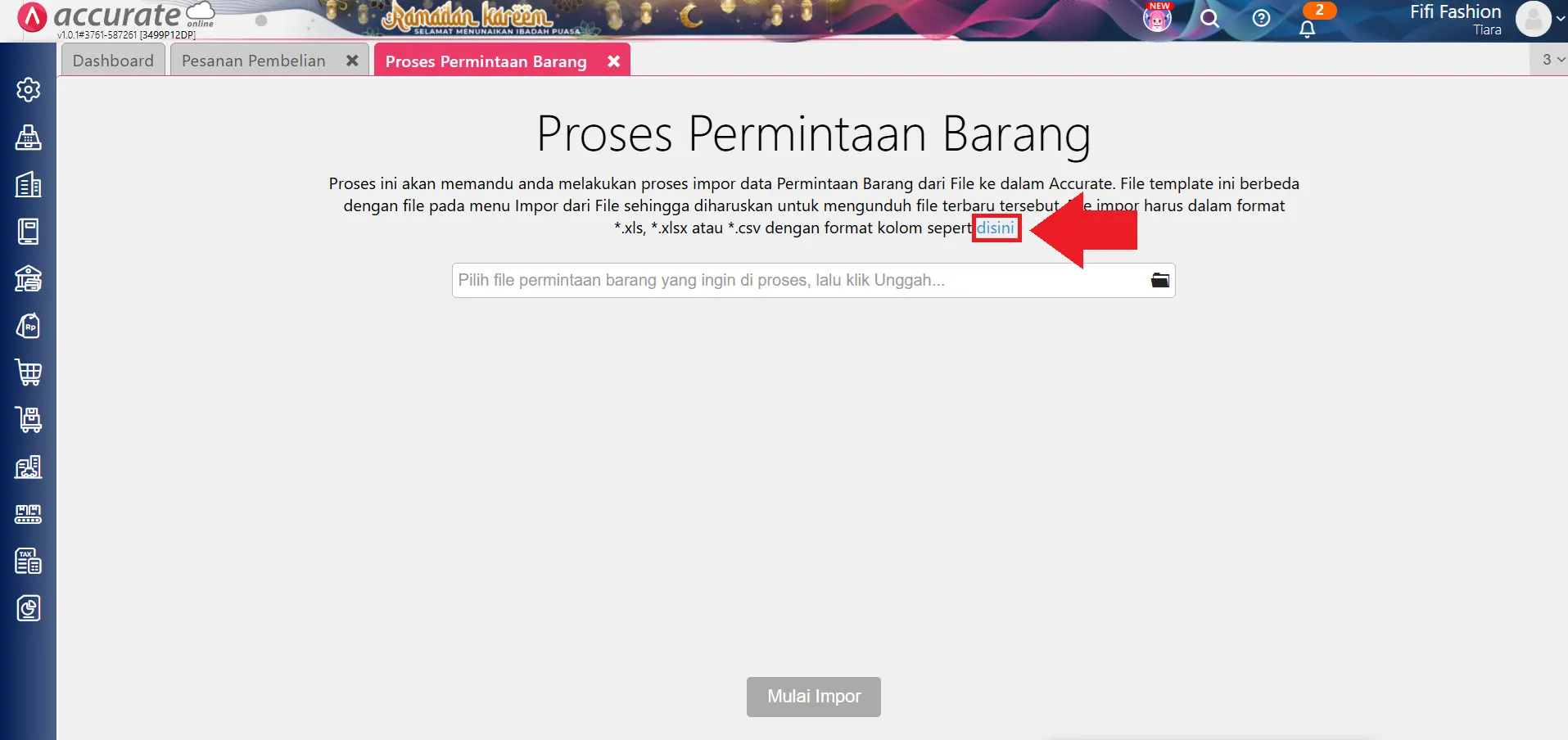 impor pesanan pembelian