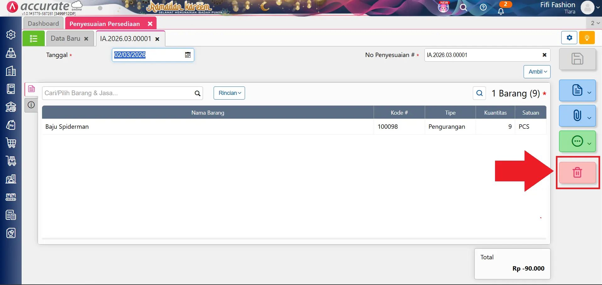 hapus perintah stock opname