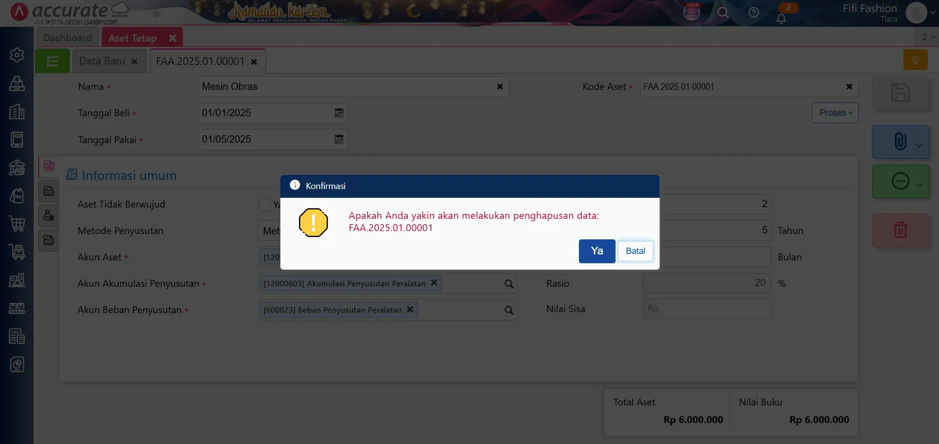 Cara menghapus aset tetap