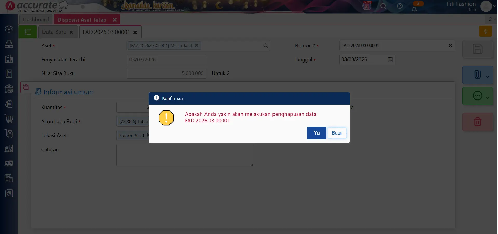 batalkan disposisi aset tetap