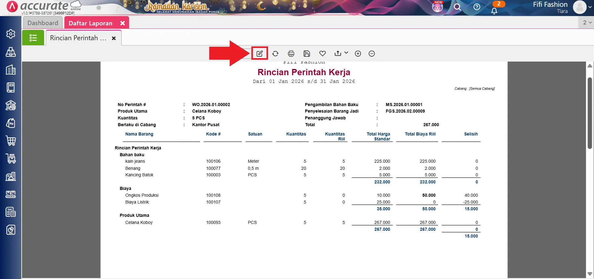 referensi proses akhir bulan perintah kerja