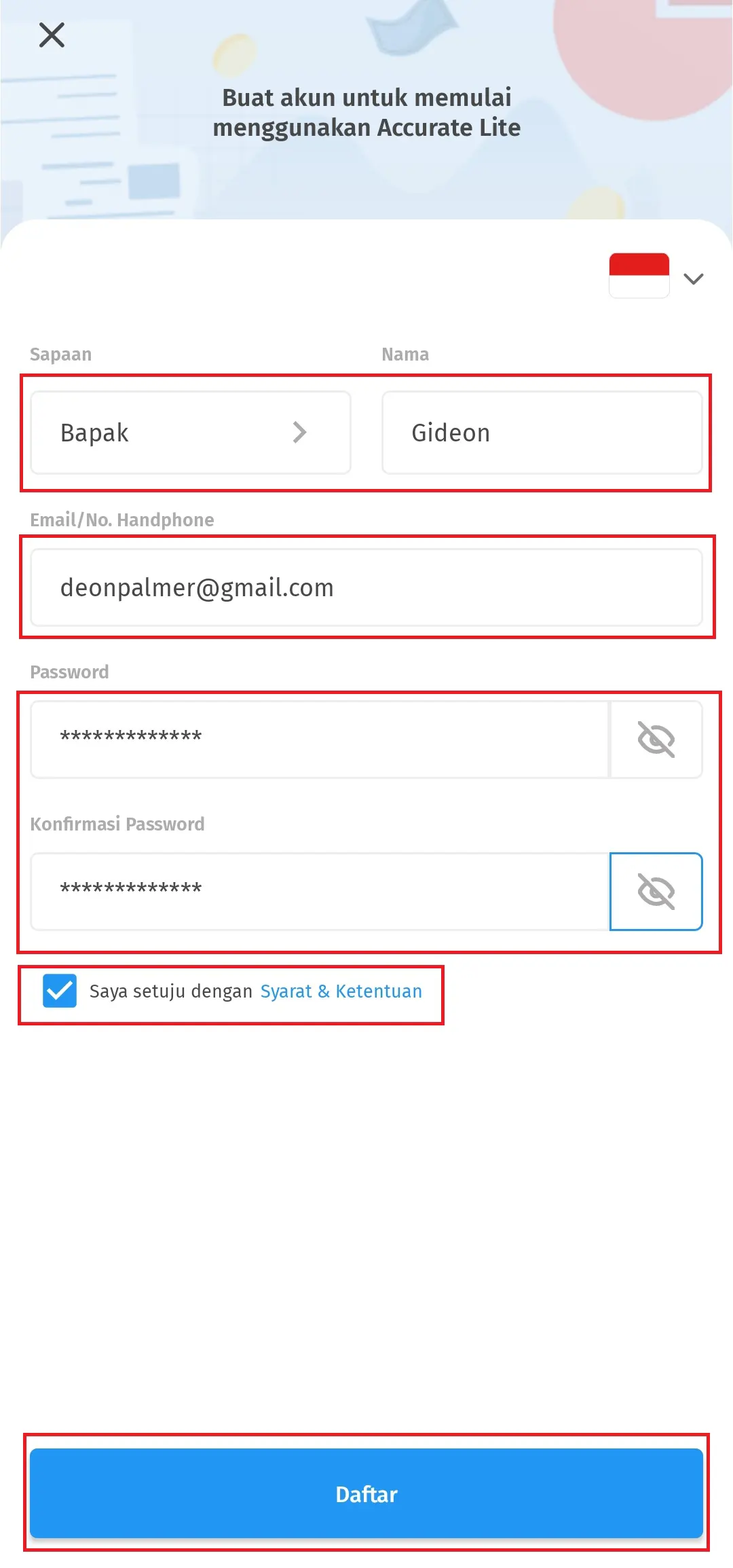 daftar & login Accurate Lite