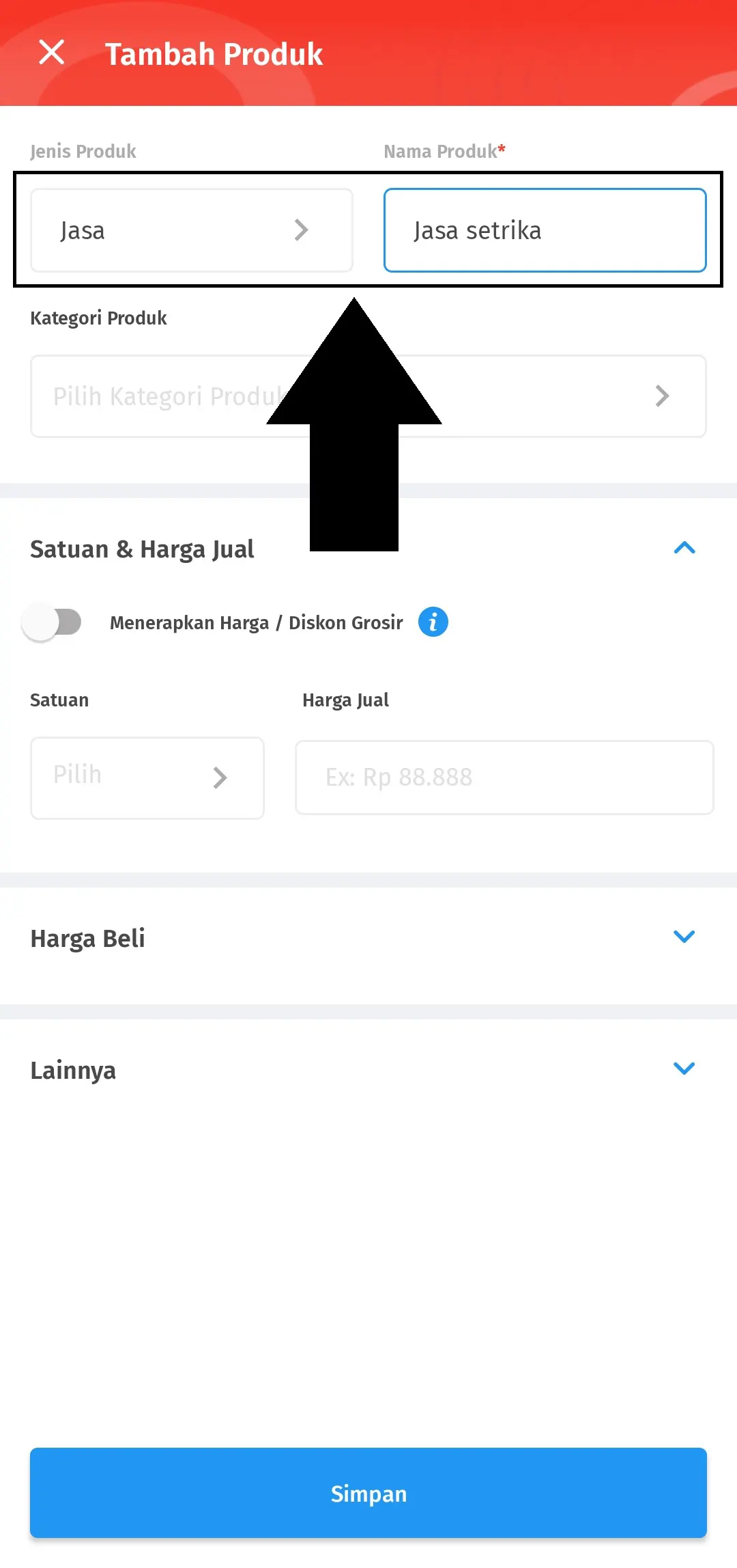 menambahkan produk jasa