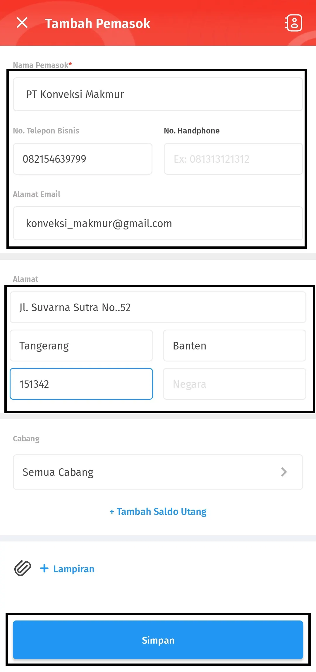 menambah data pemasok