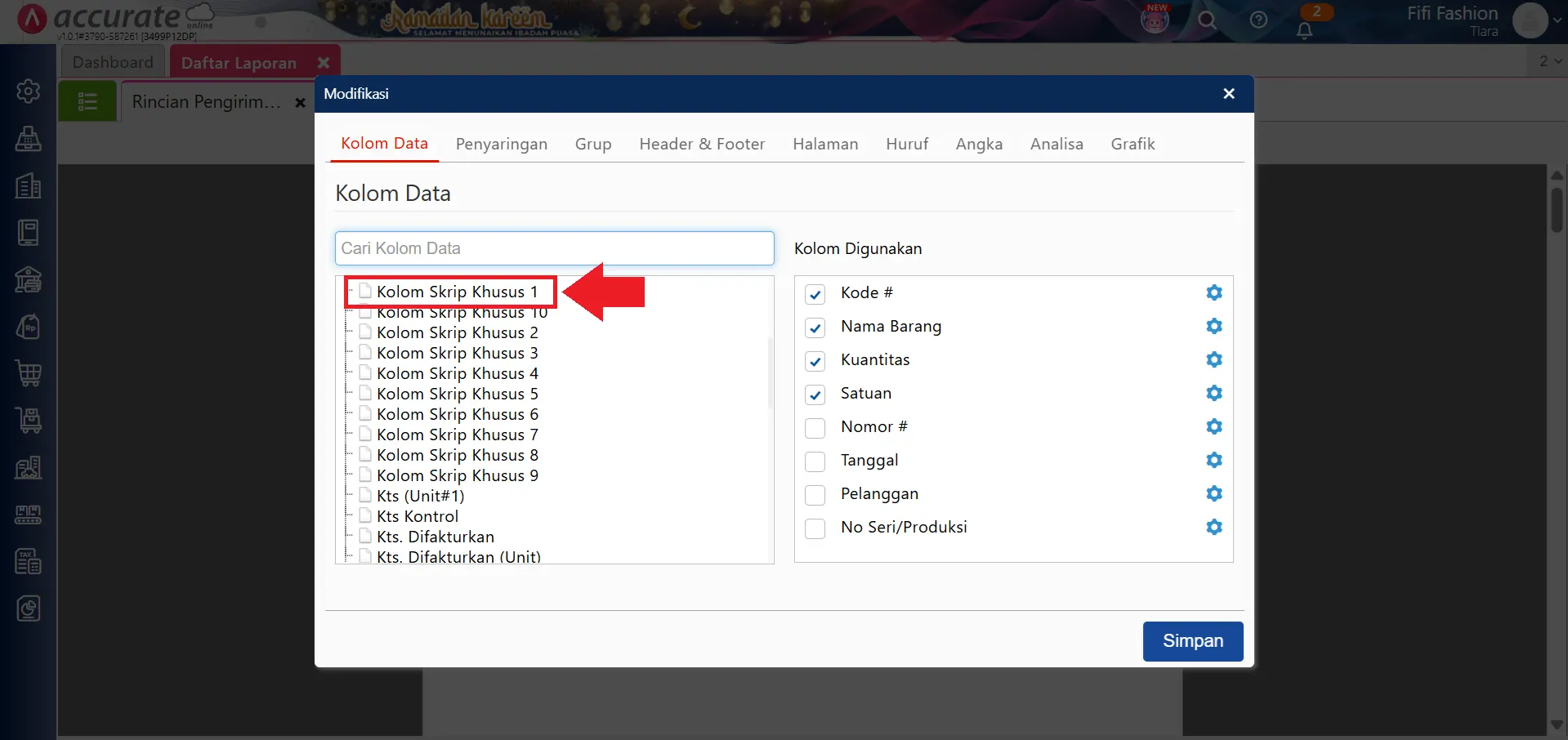 menampilkan kuantitas belum terproses di laporan DO