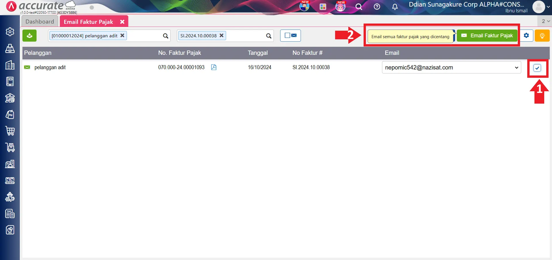 Kirim Email Faktur Pajak