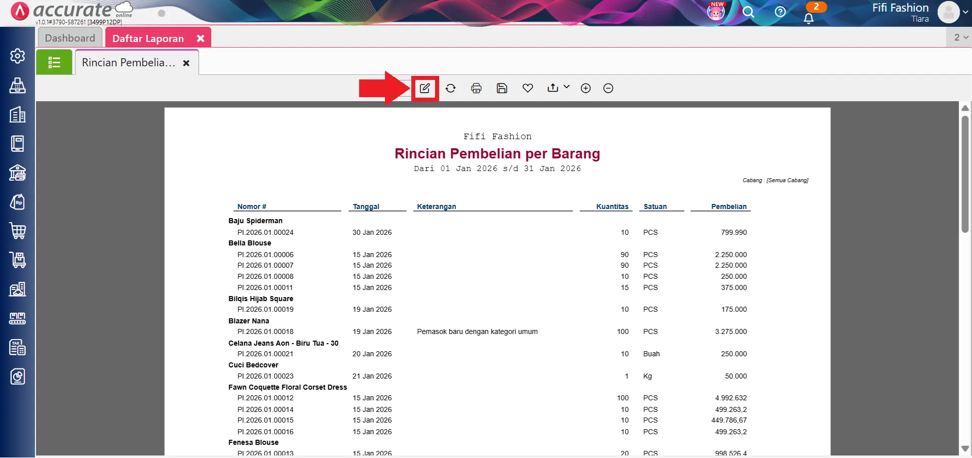 laporan pembelian barang per pemasok