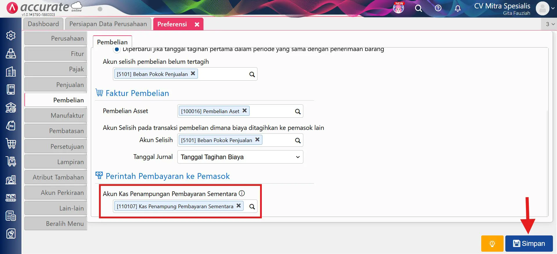 error akun kas perintah bayar
