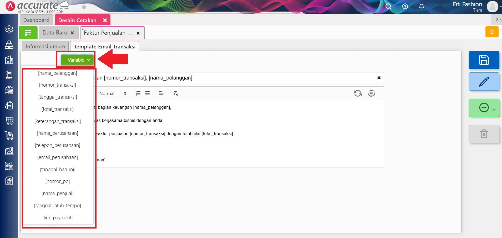 mengubah template email transaksi
