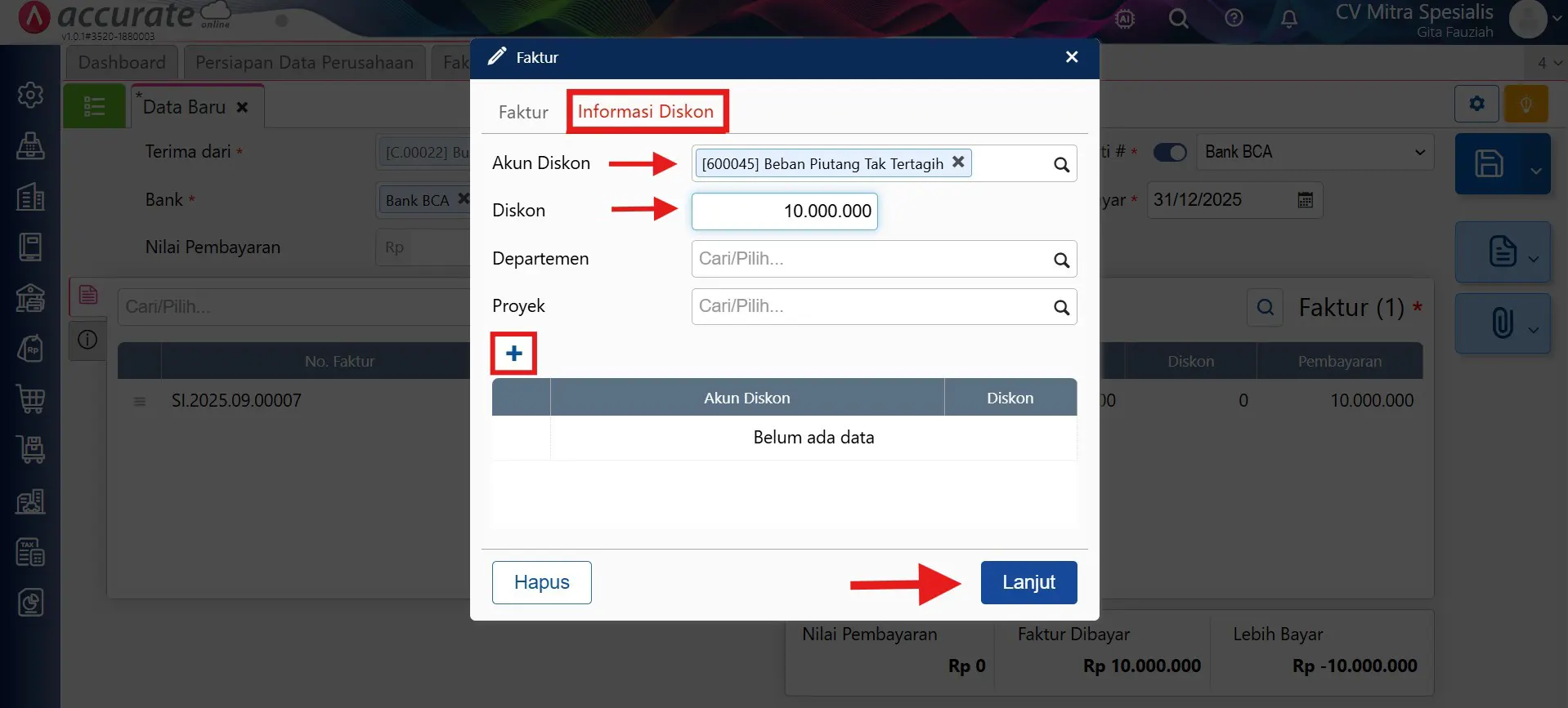 mencatat piutang tak tertagih