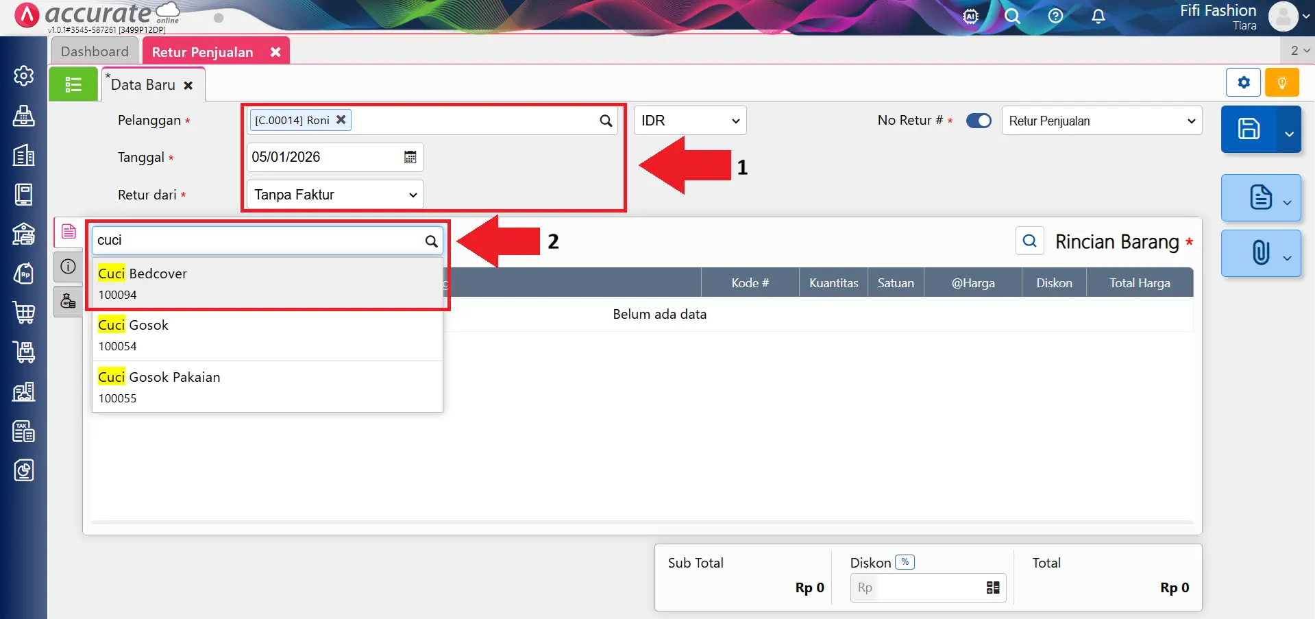 Cara retur penjualan jasa