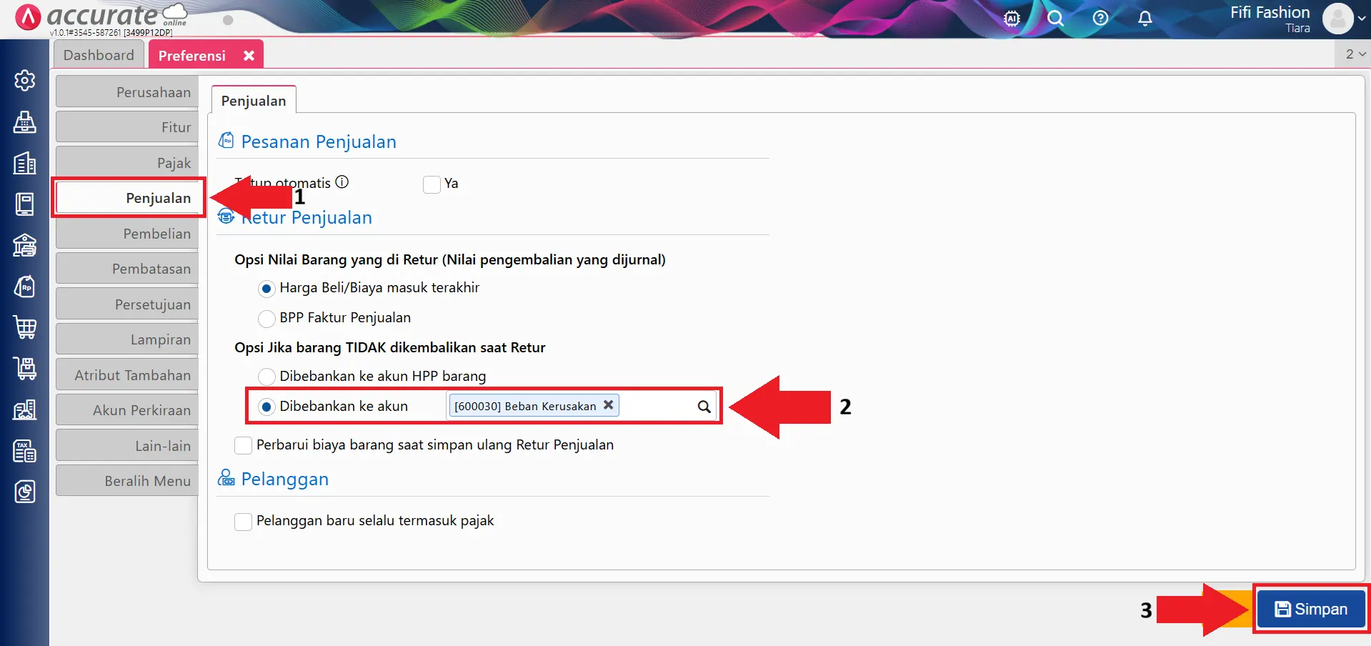 Cara retur penjualan tanpa barang kembali