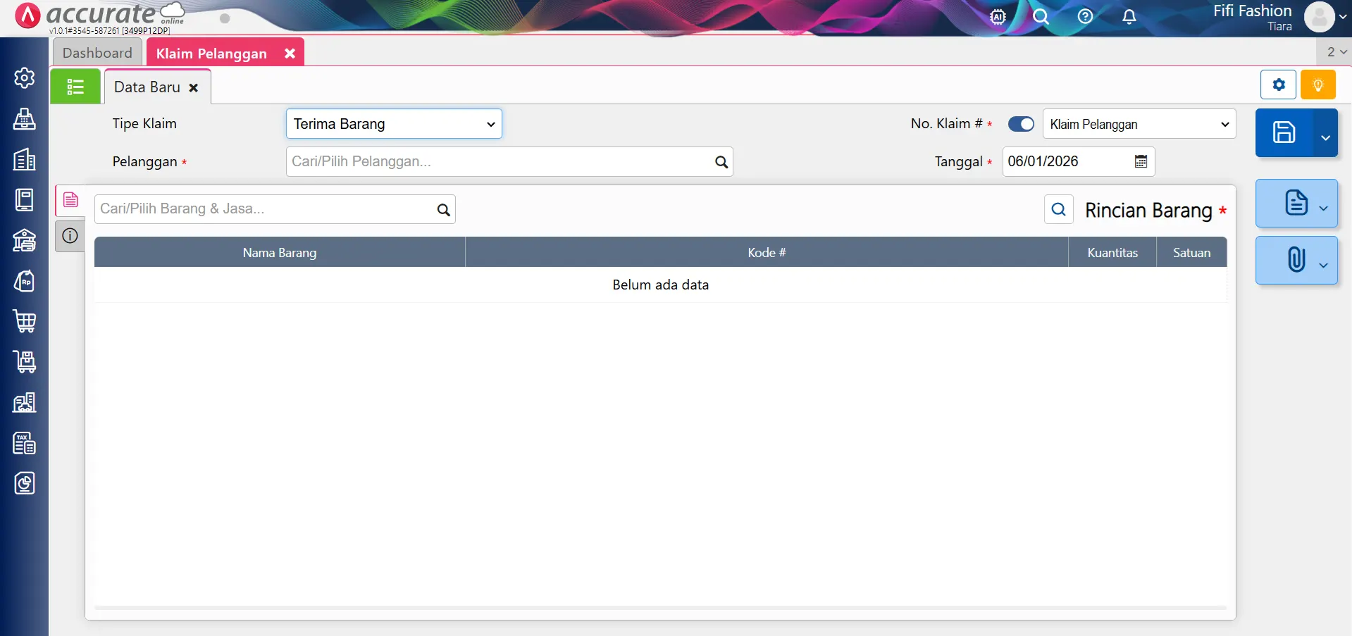 Fitur klaim pelanggan Accurate Online