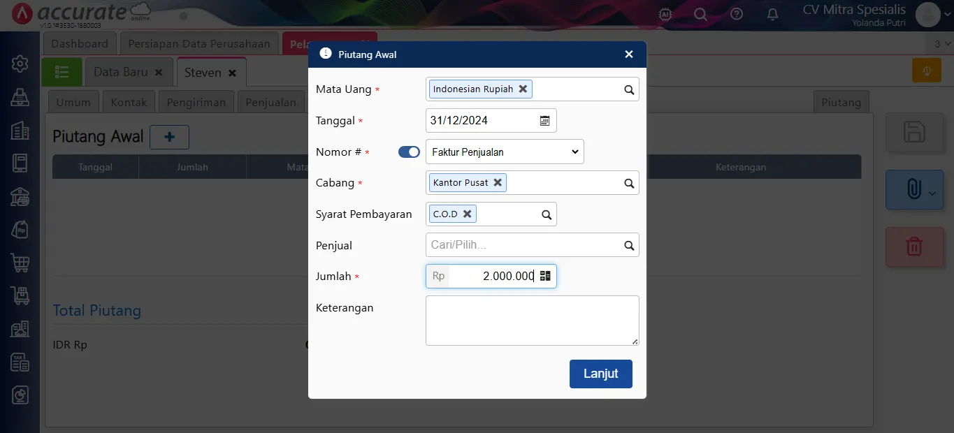 Saldo Piutang Multi Mata Uang