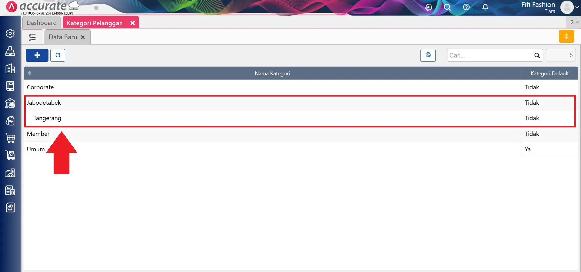 Fitur kategori pelanggan