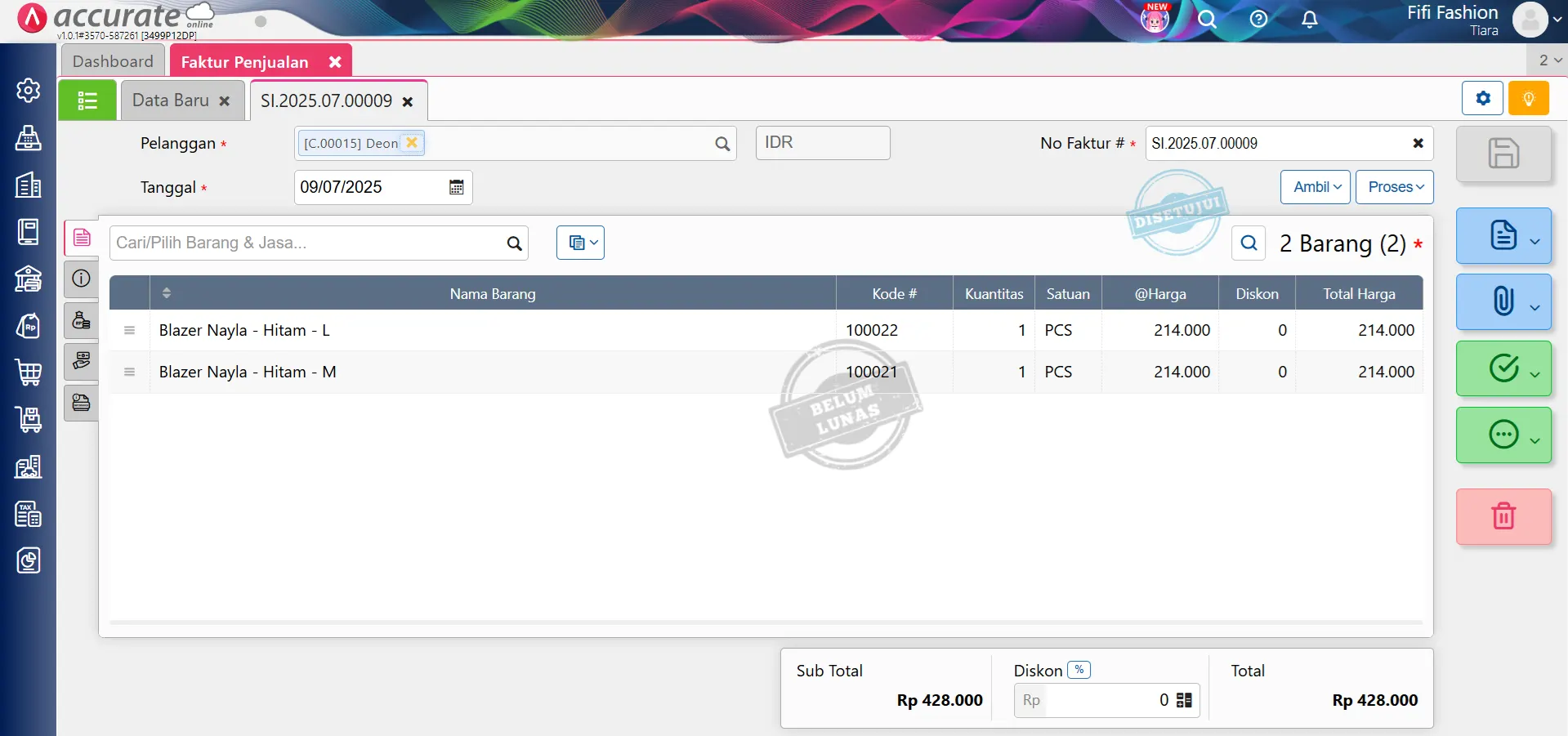 komisi nilai tetap per faktur