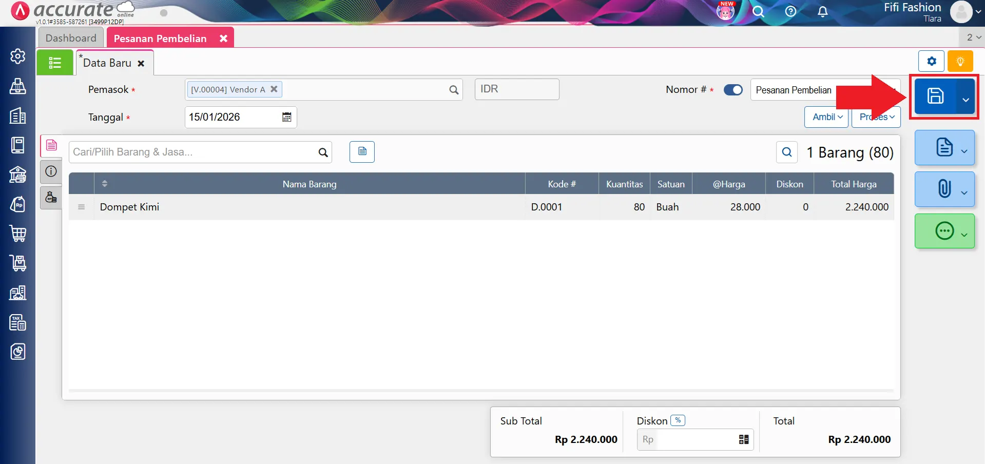 buat pesanan pembelian dari SO
