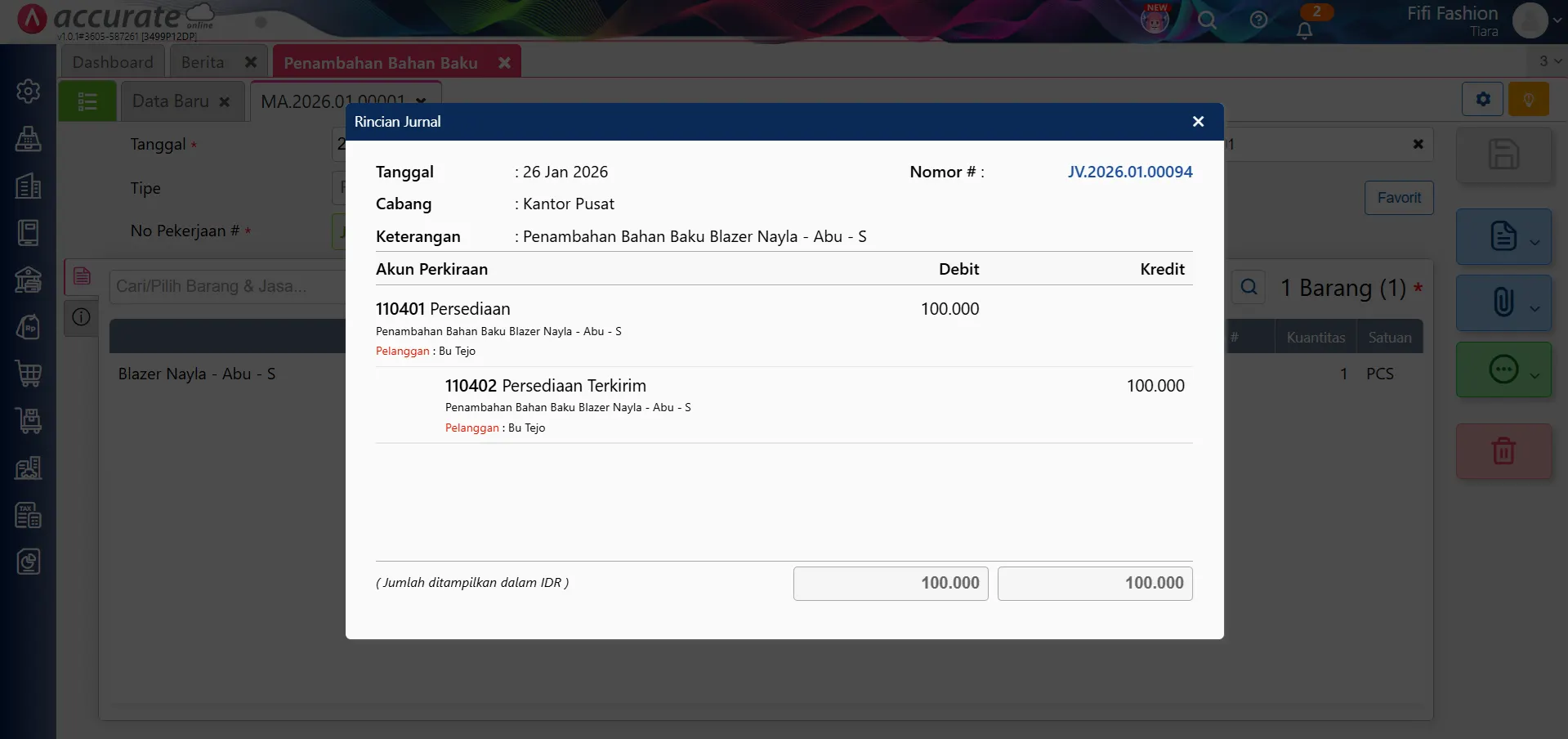 retur bahan baku pekerjaan pesanan
