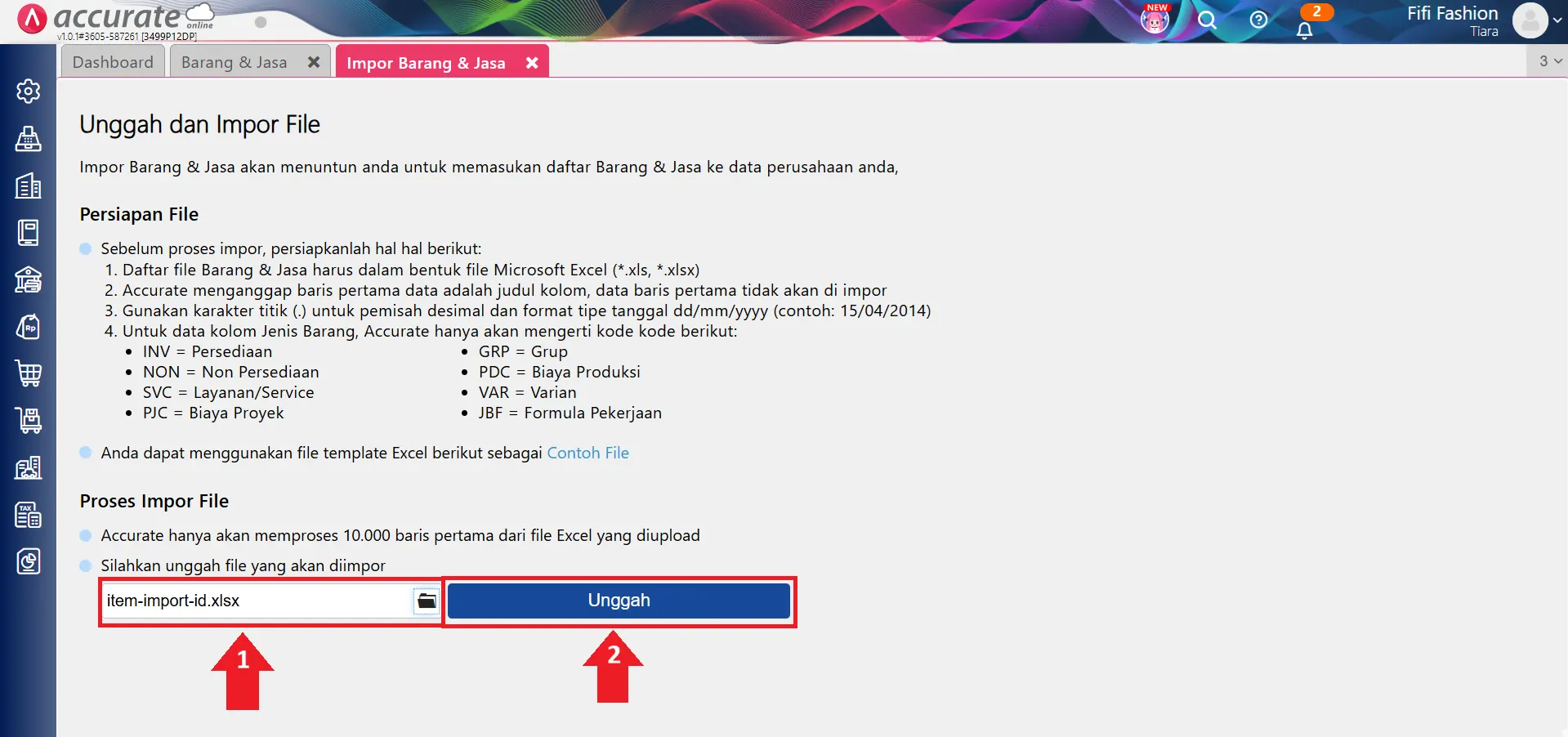 import barang saldo awal per gudang