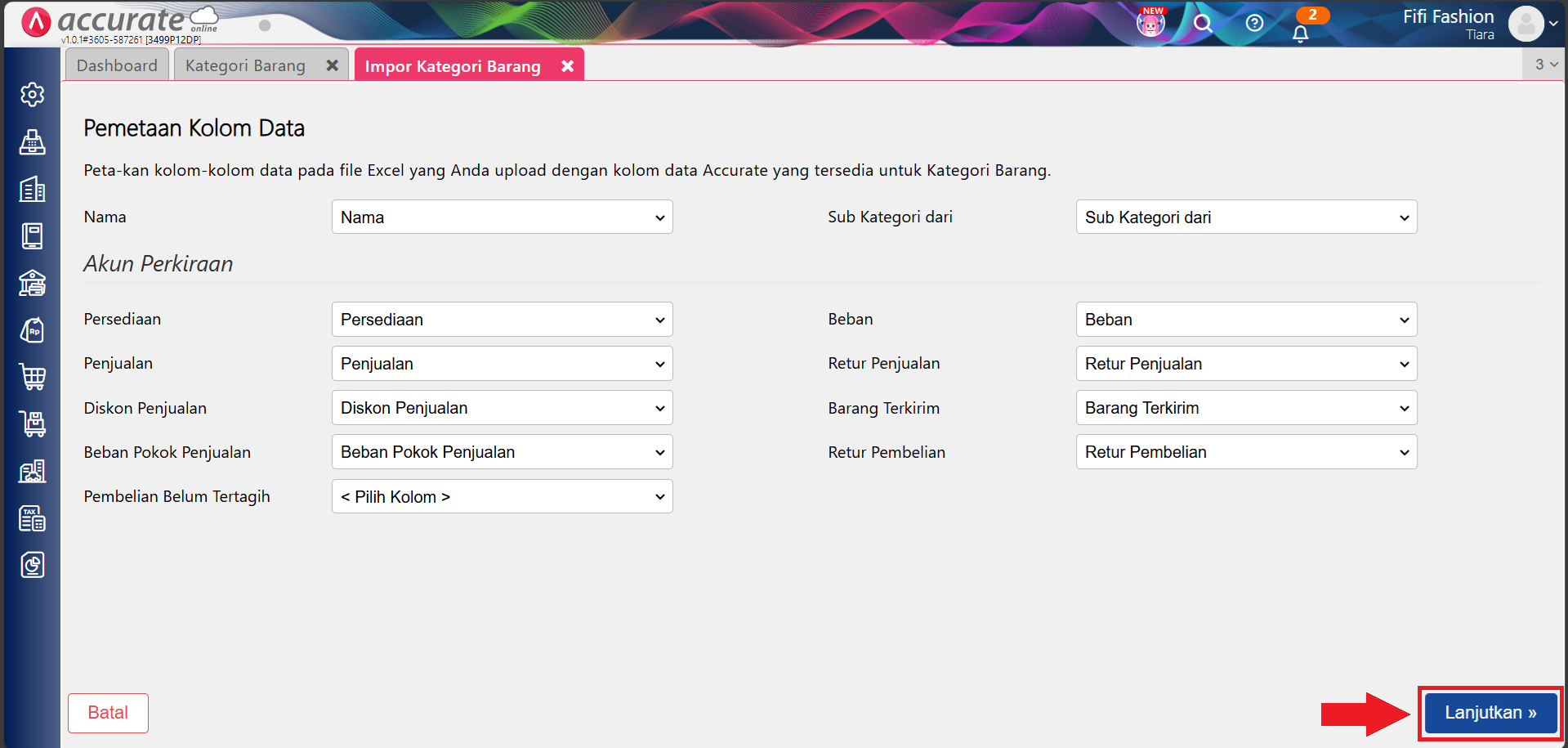 Cara impor kategori barang dari Excel