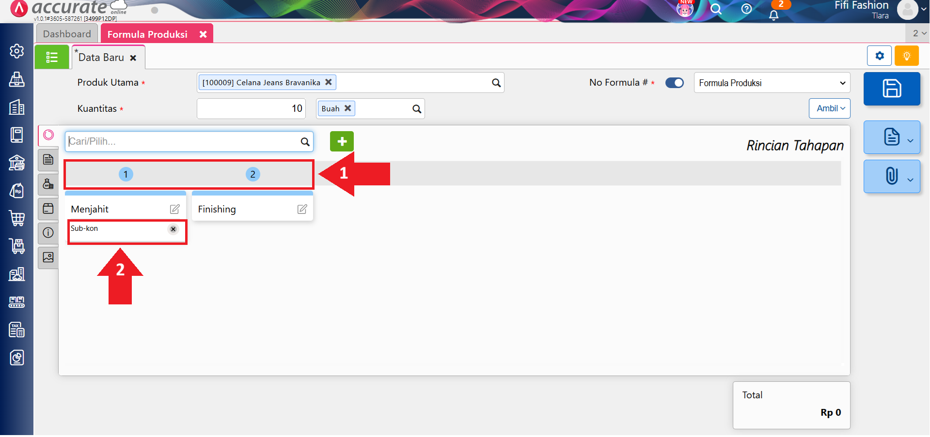 formula produksi dengan tahapan