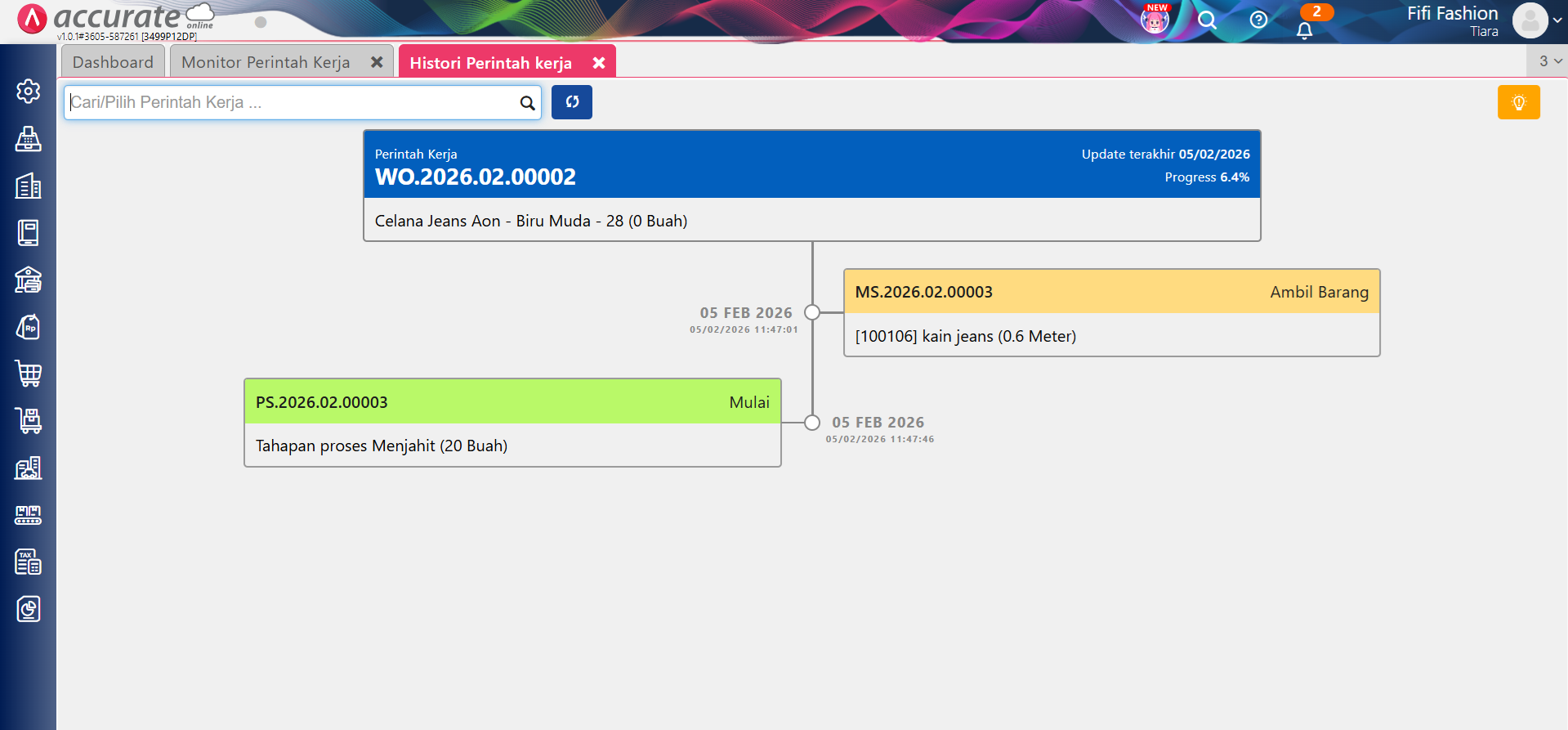 fitur tahapan proses Produksi