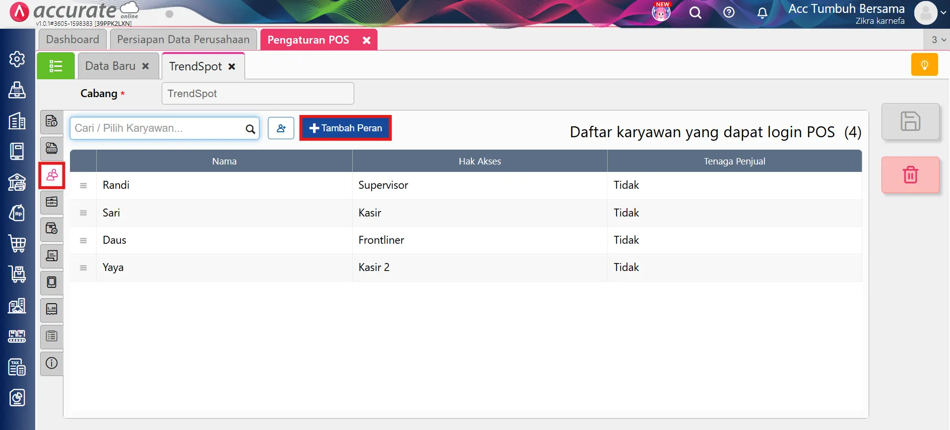 akses mengubah harga jual