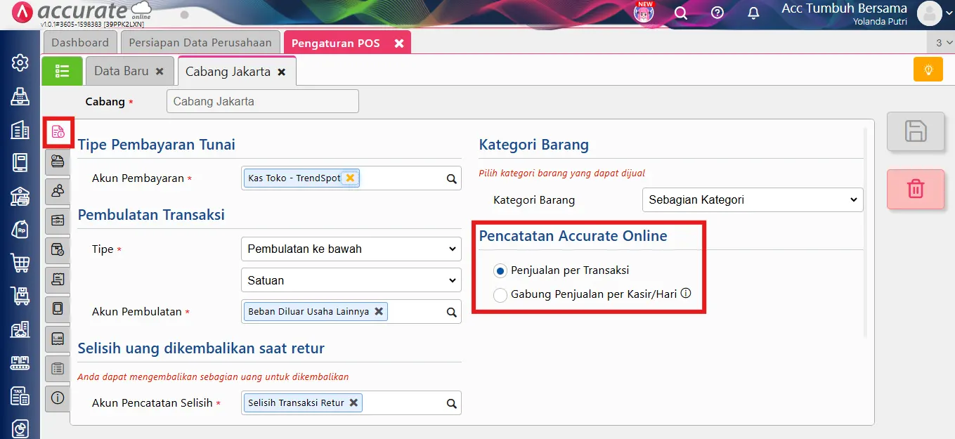 catat transaksi apos aol