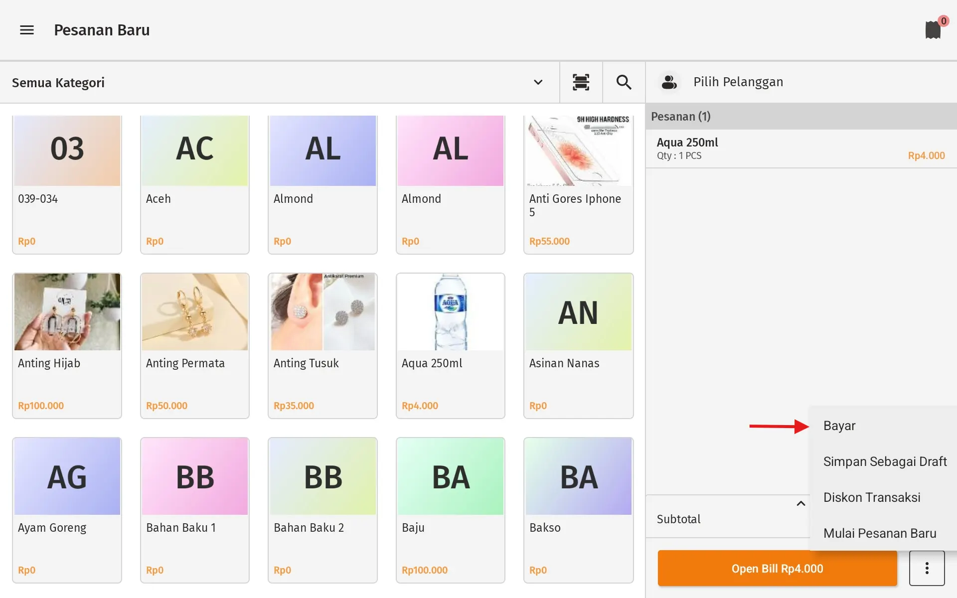 catat transaksi penjualan TKP