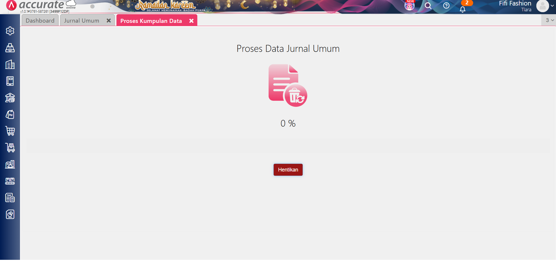 hapus pencatatan Beban secara massal