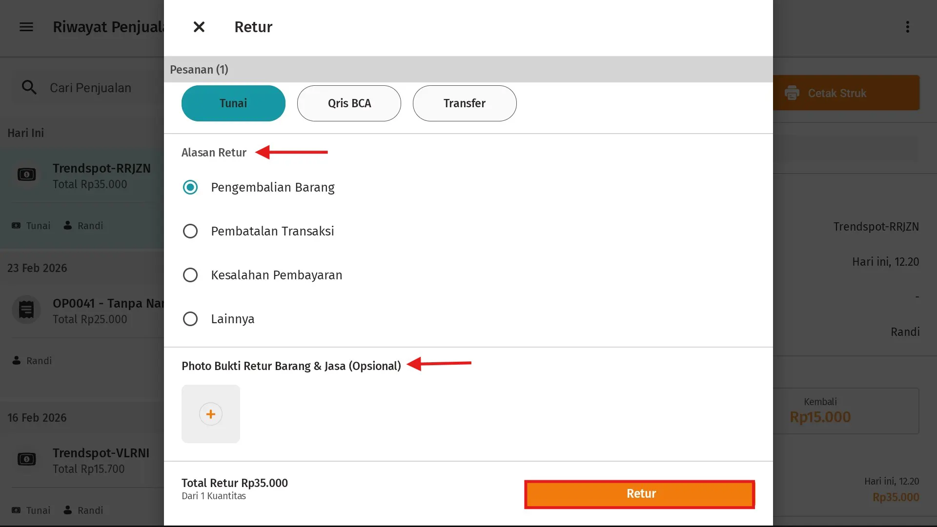 membuat retur ganti barang