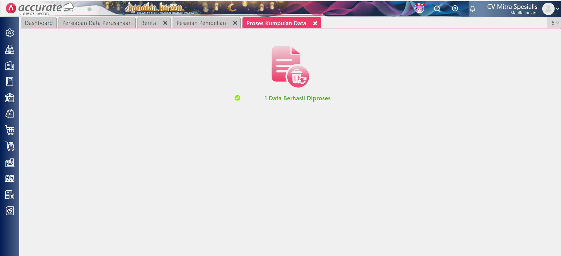 hapus pesanan pembelian secara massal