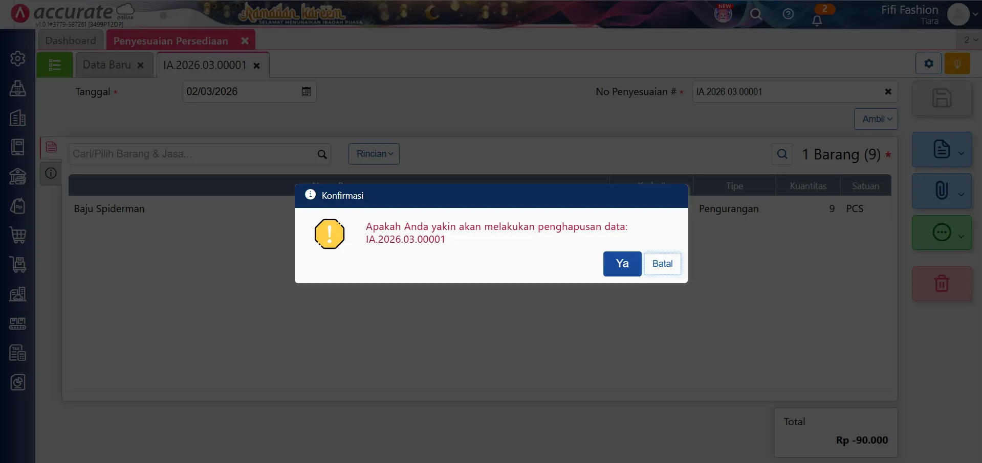 hapus perintah stock opname