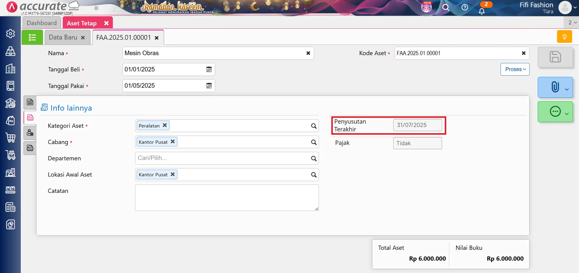 Cara menghapus aset tetap